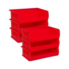 Akro-Mils 6 Pack AkroBins Plastic Storage Bins, Space-Saving Organizers, Red