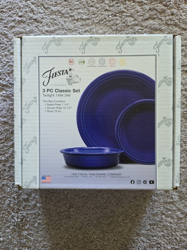Fiestaware Fiesta Twilight Blue 3 Piece  Setting Dinner Salad Plate Bowl New