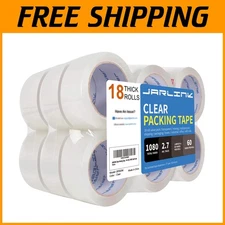 Durable Clear Packing Tape - 1080 Yards Total, 2.7mil Thickness, 18 Rolls