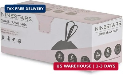 NINESTARS NSTB-6-30 Extra Strong White Trash Bag w/Drawstring Closure, 6 Gal. /