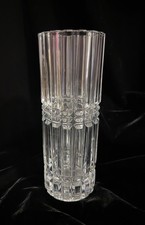 9" Tall Crystal D' Arques Beveled Crystal Cylinder Vase Heavy Lead Crystal MCM