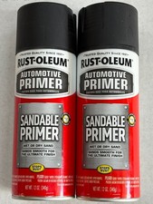 LOT OF (2) RUSTOLEUM 249418 BLACK SANDABLE PRIMER WET OR DRY SAND STOPS RUST