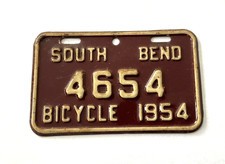 RARE 1954 SOUTH BEND INDIANA BICYCLE LICENSE PLATE ORIGINAL PAINT HARD TO FIND