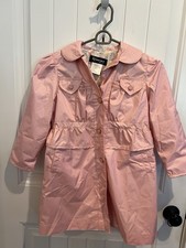 Rothschild Girls 5 Pink Hooded Raincoat Floral Line Ruffle Waist Jacket Coat