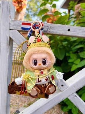 labubu with gold dress $250 OUTRAGEOUS Queen of Hearts Labubu Couture Outfit