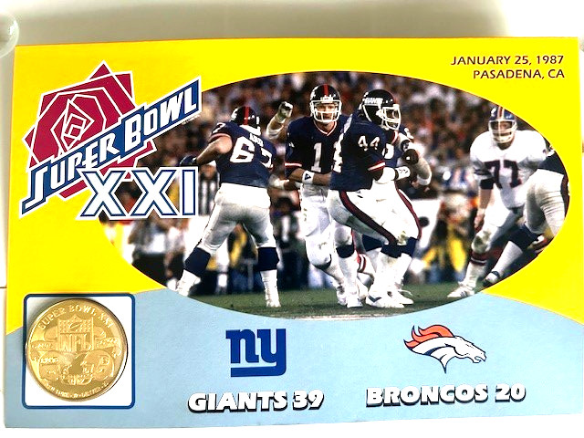 NFL World Championship Super Bowl XX1 Giants vs Broncos Flip Coin
