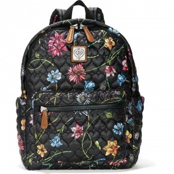 Brighton Heart to Heart KIRBY Backpack $365 WILD GARDEN FLOWERS QUILTED NWT XL