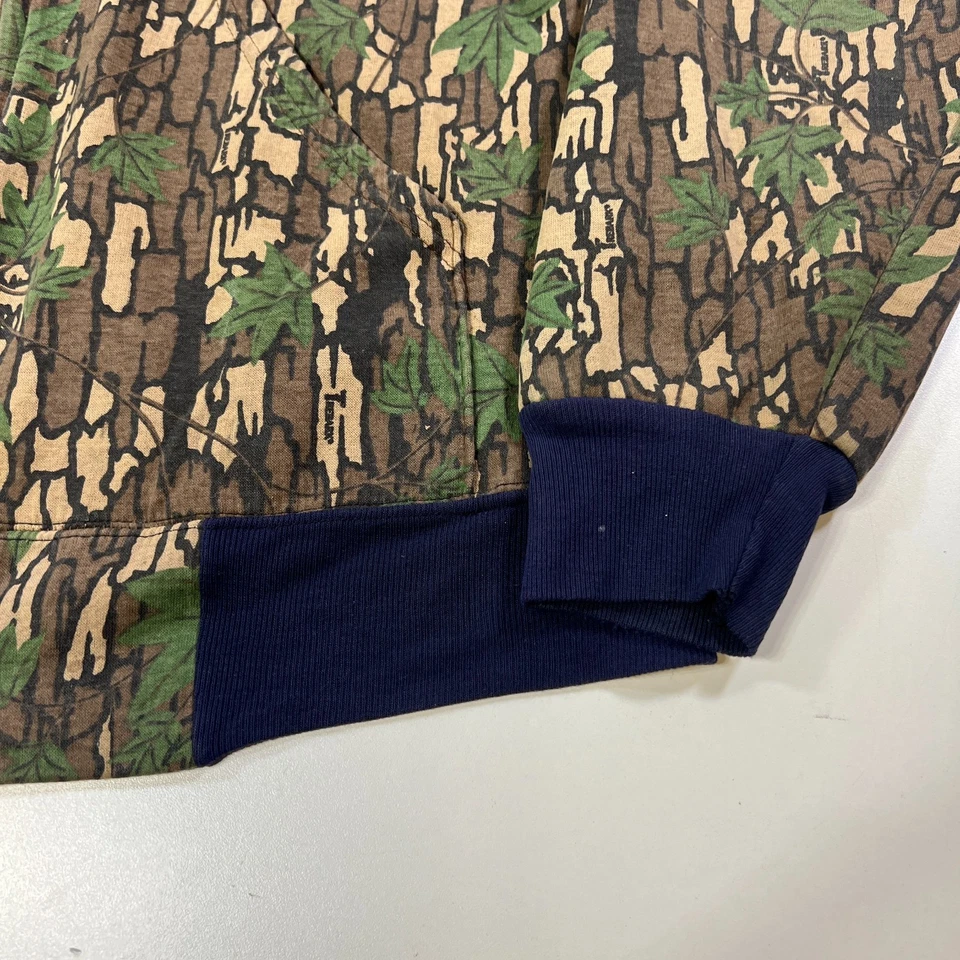 Moletom com capuz camuflado vintage masculino médio zíper completo Ace forrado termicamente Trebark EUA 80s - Imagem 4 de 4