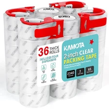 Packing Tape, 36 Rolls Heavy Duty Clear Packaging Tape for Shipping Packaging.