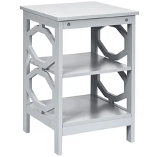 3-tier Nightstand Sofa Side End Accent Table Storage Display Shelf Grey