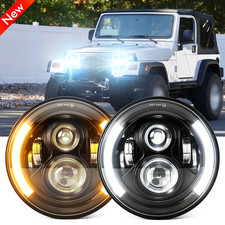 FOR jeep wrangler JK LJ TJ CJ 7" inch Round LED Headlights DRL Light 2026