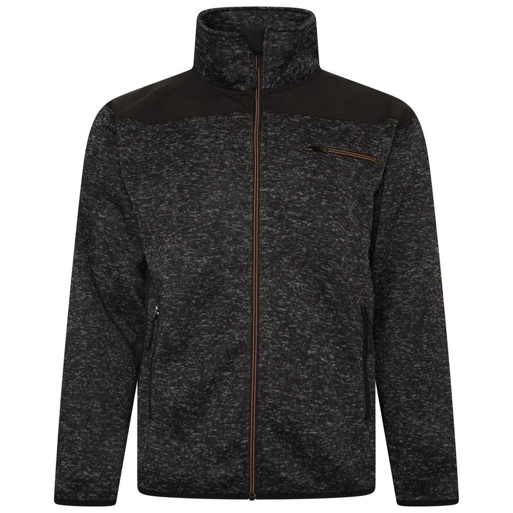 Kam Plus Size Twisted Marl Fleece Jacket For Men in Black, 2XL-8XL