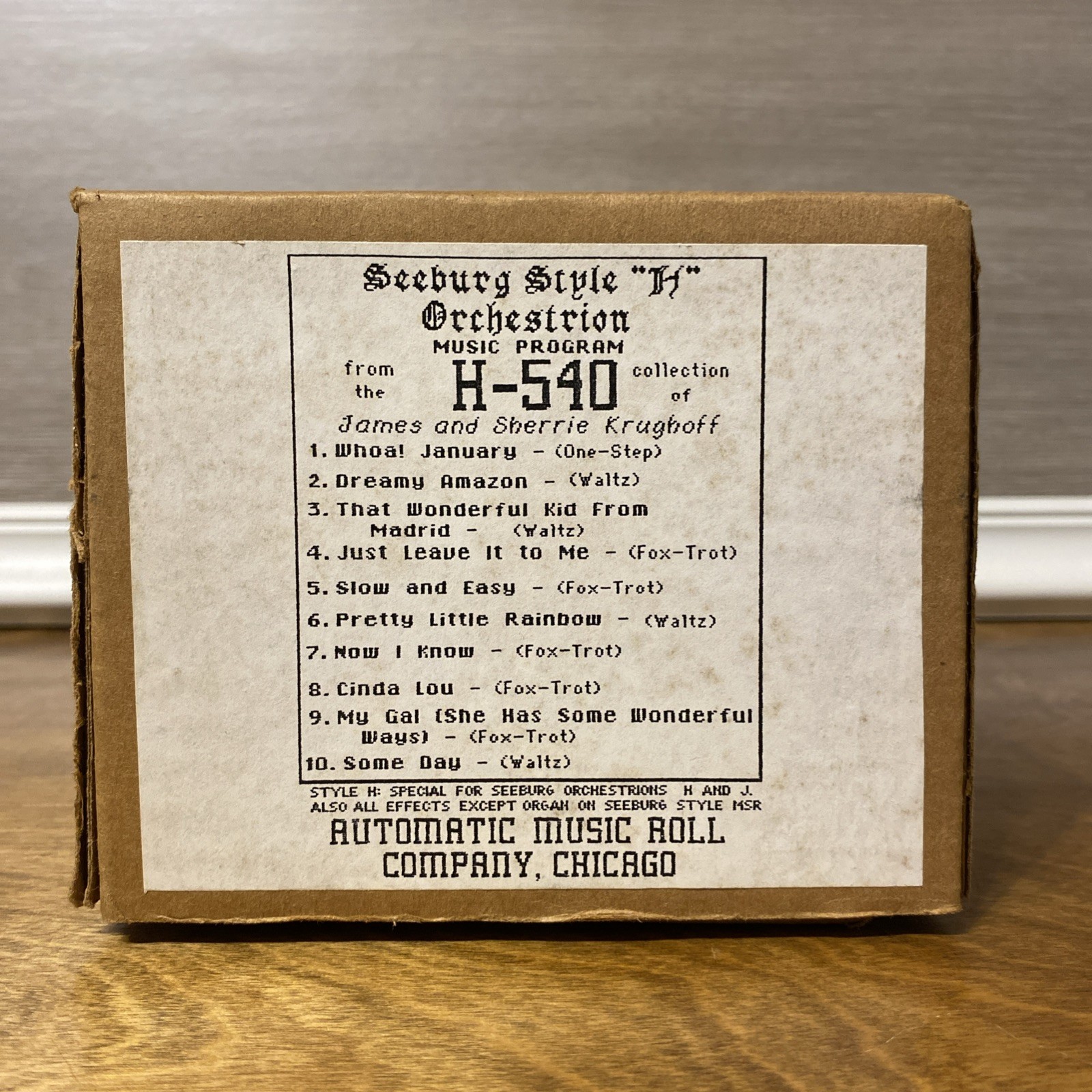 Seeburg H Roll H-540 Recut Roll automatic Music Roll Company