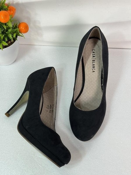 Women Casablanca Heels Black Eco-suede 37