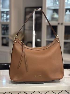 Michael Kors Maeve Tan Large Hobo Pebbled Leather Shoulder Bag