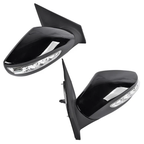 2Pcs Black Power Mirrors with Turn Signal Heated for Hyundai Sonata 2011-2014