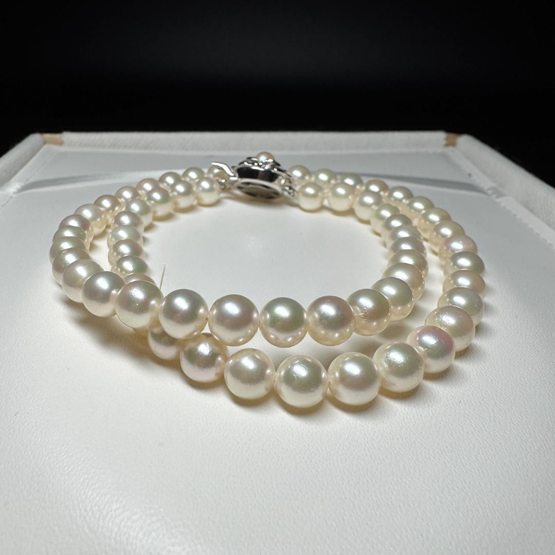 Akoya Pearl Necklace Silver White 6.5-6.8mm From Japan