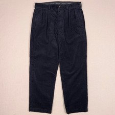 Vintage 90s Polo Ralph Lauren Pleated Corduroy Andrew Pant Mens 36x30 Navy Baggy