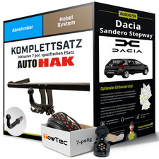 Für DACIA Sandero Stepway II Anhängerkupplung abnehmbar +eSatz 7pol 12- AHK
