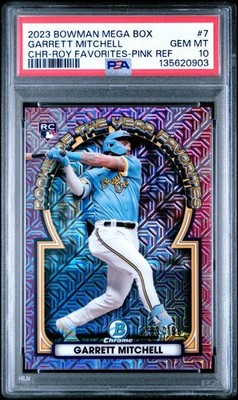 Garrett Mitchell RC 2023 Bowman Mega ROY Favorites Pink Refractor 183/199 PSA 10