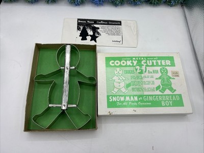 Vintage Gingerbread Snowman 8'' Cooky Cutter Sanitary Metal Sharp Edge Boxed