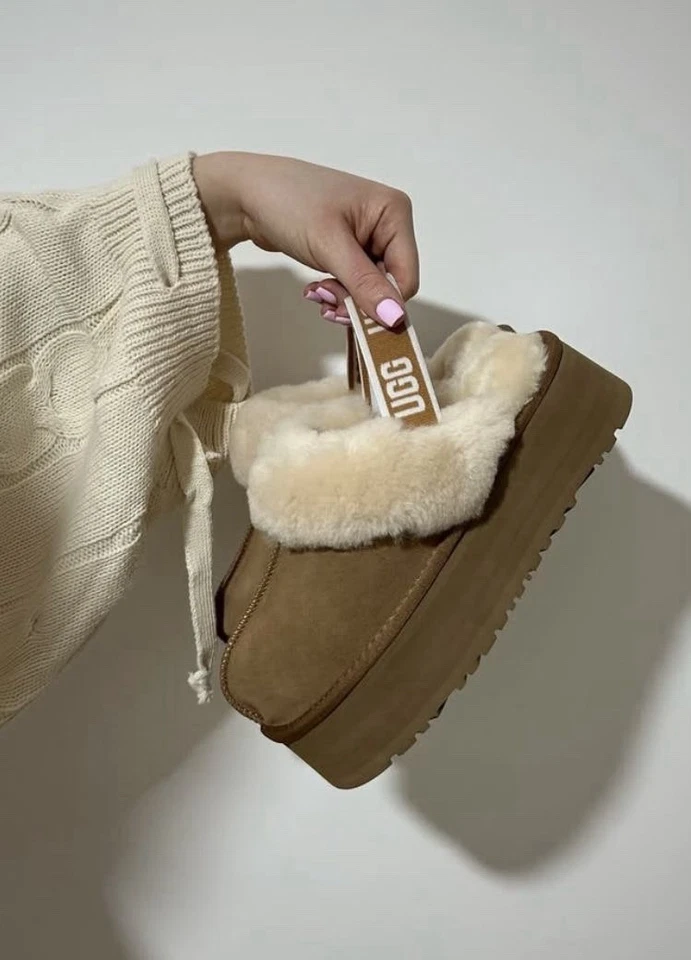 Chaussons femme daim marron doublure beige plate-forme à enfiler EU 38 - Photo 1/1