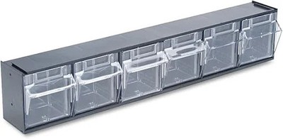 Deflecto - DEF20604OP - Tilt Bin Plastic Storage System w/6 Bins