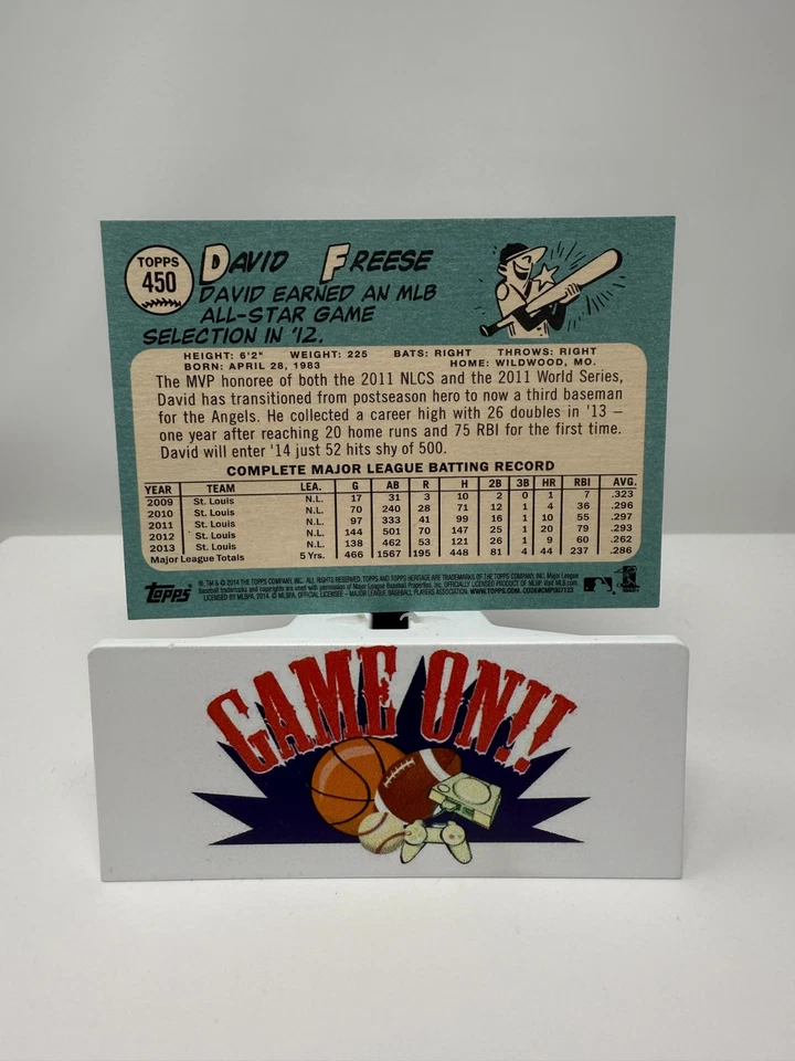 2014 Topps Heritage Baseball David Freese Card #450 - Image 2 of 2