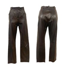Vtg Vintage 1980s 80s YSL Yves Saint Laurent Chocolate Leather Trousers Pants
