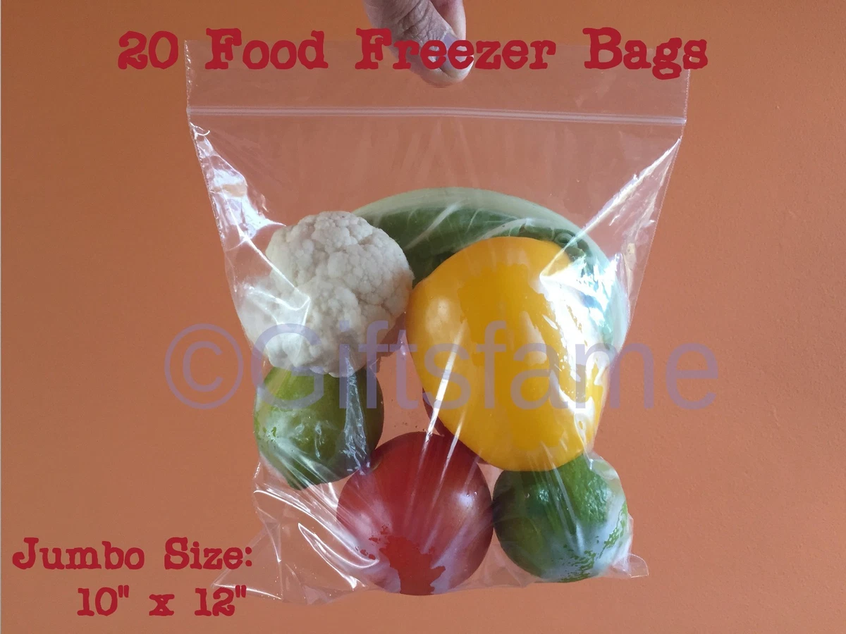 Plain 20 pack Jumbo Large Strong resealable reuseable ziplock Food