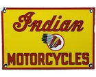 VINTAGE INDIAN MOTORCYCLES PORCELAIN SIGN, DEALERSHIP, MOTOR BIKE HARLEY GAS OIL