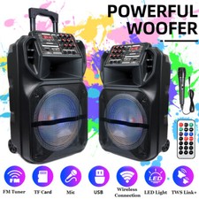 9000W LOUD Bluetooth Speaker Heavy Bass Subwoofer Stereo Sound Party DJ FM  Mic