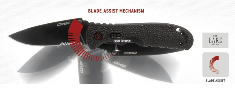 Cuchillo plegable Coast RX350 Blade Assist con bloqueo máximo clip de 3 posiciones negro Foto 3 de 4