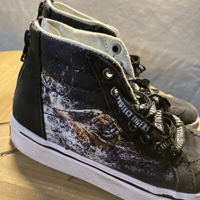 Vans Off The Wall Sneakers Boys 1.5 Discovery Project Protect Tigers Shoes Skate