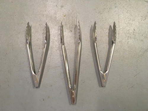 3 PCs Utility Tongs Heavy Duty 12”& 9.5” Stainless Steel Scalloped 