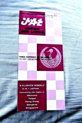 VINTAGE PAMPHLET JAPAN AIRLINES TIME TABLE FARES JAL KIKU SERVICE SAKURA 1959