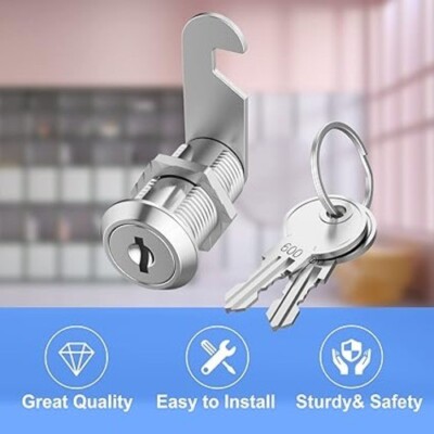 Uxcell 1-1/8 Inch Cabinet Locks With Key, 3 Pack Cam Replacement Lock
