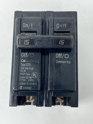 Challenger C215 Double Pole 15 Amp Circuit Breaker New Free Shipping