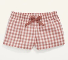 Old Navy Girls Size Small 6-7 Poplin Printed Pajama Shorts .. Red Gingham NWT