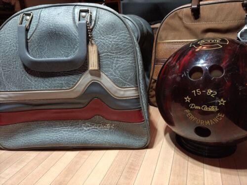 Vintage Ebonite Don Carter Bowling Ball & Bag 75-82 Performance 12 lb. 1st Drill - 第 1/18 張圖片