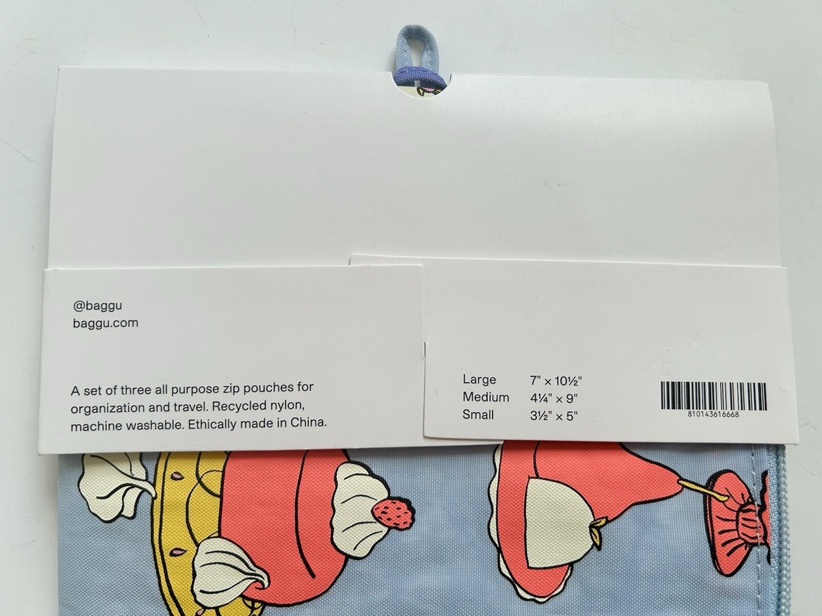 NEW! Baggu FLAT POUCH SET in “Still Life” — Recyc. Nylon