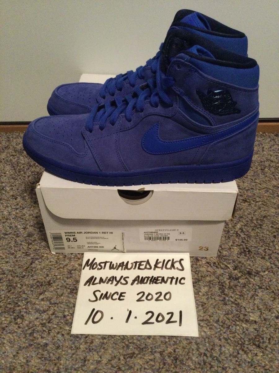 Size 9.5 - Air Jordan 1 Retro Premium High Blue Suede W for sale