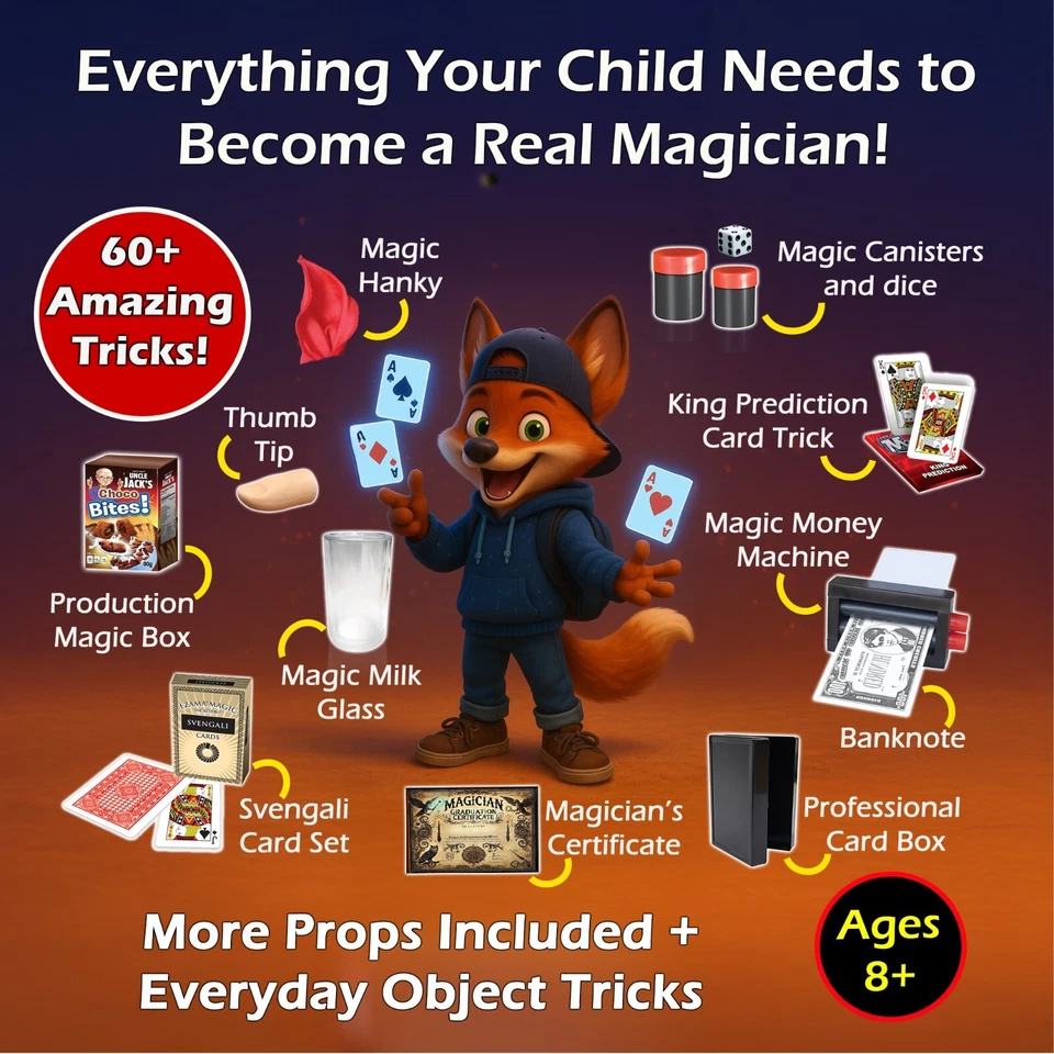 Increíble Kit de Magia para Niños 60 Trucos Fácil + Video|Juego de Magia para Principiantes 8+Edad Foto 3 de 4