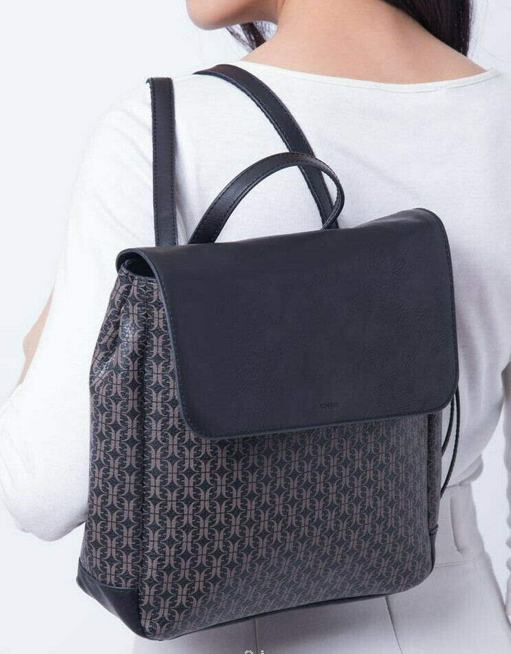 Fossil Claire Black Brown Signature Flap Backpack SHB2346015  display picture 2