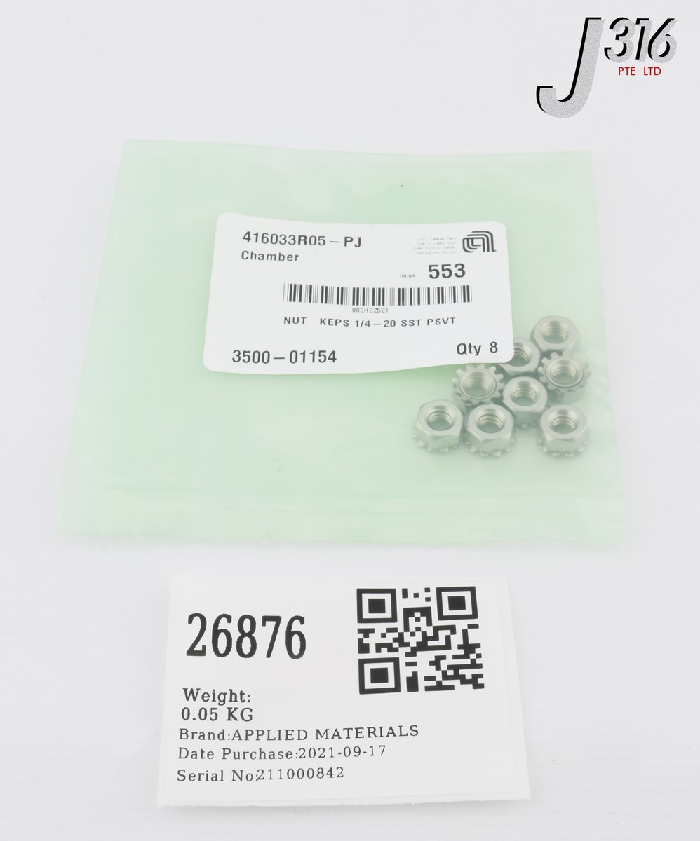 26876 APPLIED MATERIALS NUT KEPS 1/4-20 SST PSVT (LOT OF 8) (NEW