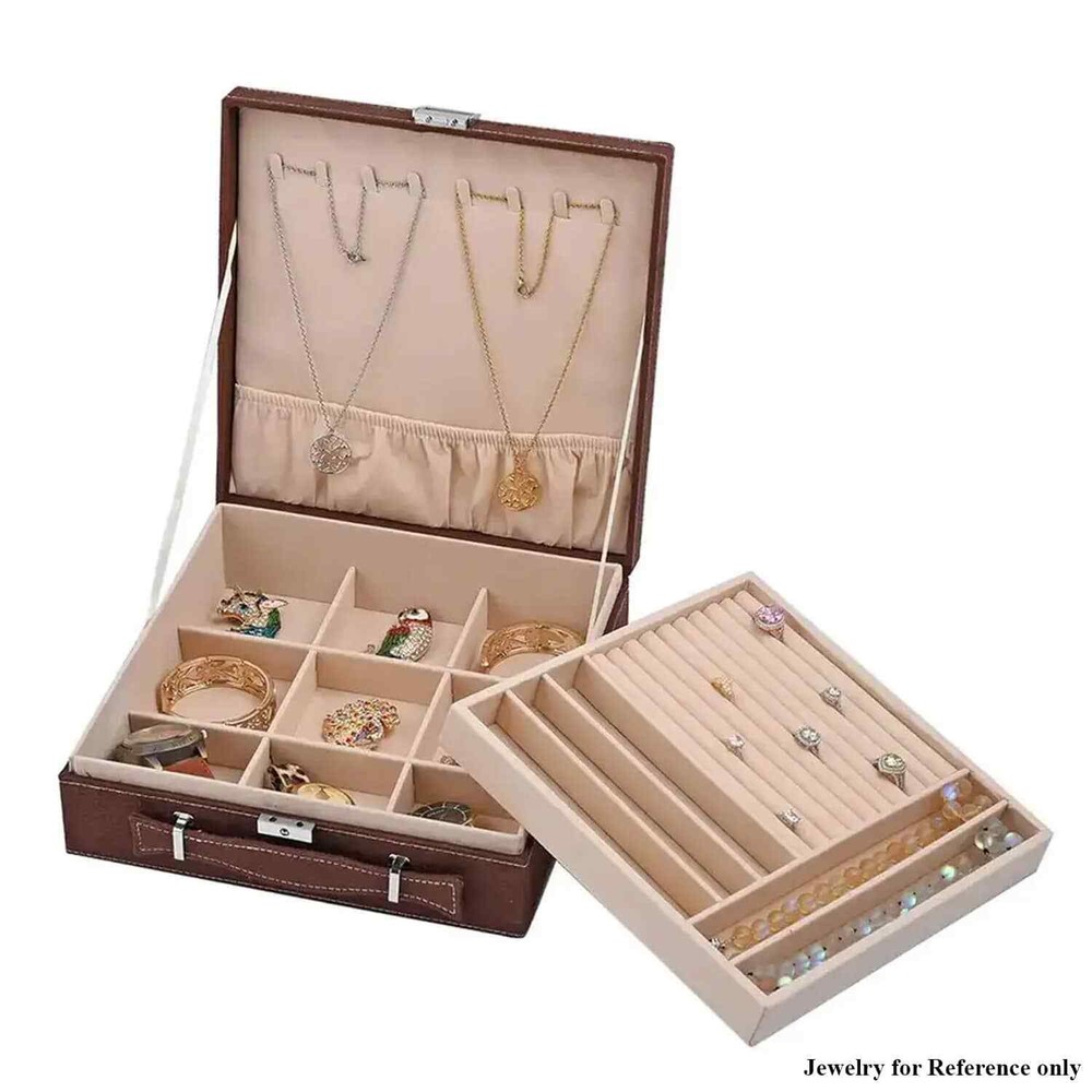 Jewelry Organiser Box Velvet Briefcase 2Tier AntiTarnish and Scratch Interior