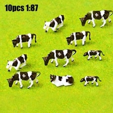 10x Model Railway Black & White Cow 1:87 Scale HO/OO Gauge 00 Railway Cows 10pcs