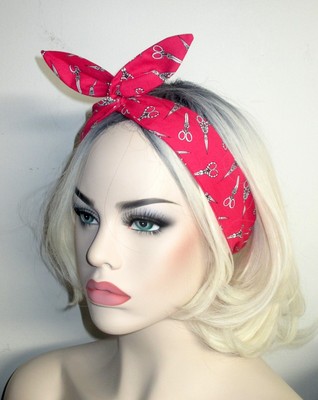 wire twist headband hot pink hair head scarf dolly bow hair wrap