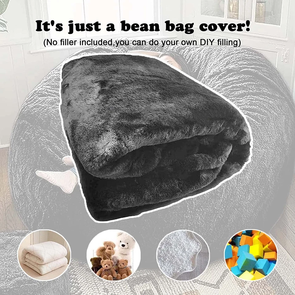 7FT Giant Bean Bag Sofa Living Room Chair Memory Soft Protect Cover No Filling - Image 2 of 4
