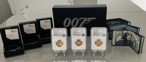 NGC Graded PF70 UC 2020 James Bond 007 FULL series 1/4 oz Gold Proof Rare Set. - Afbeelding 1 van 12
